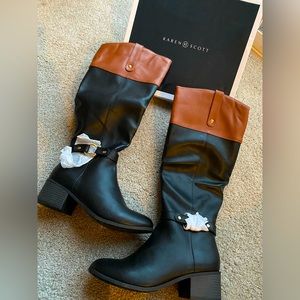 Faux Leather Knee-High Boots